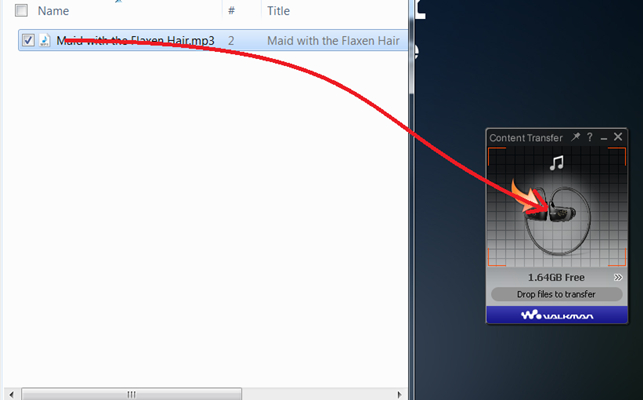 move music to walkman via content transfer