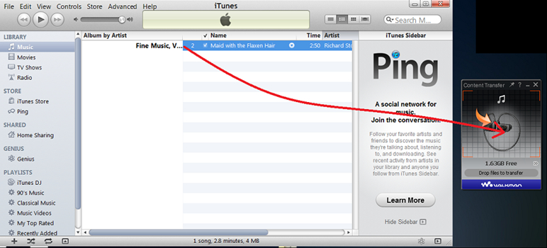 move music to walkman via itunes