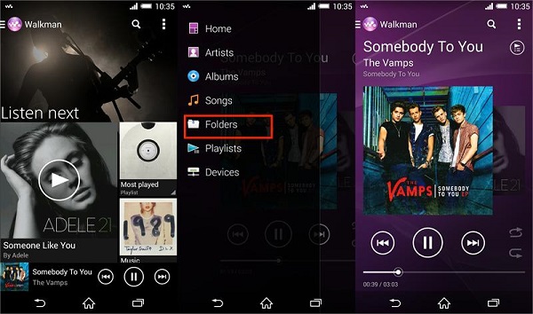 music app on sony walkman