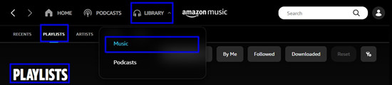 go to Playlists in Amazon Music app