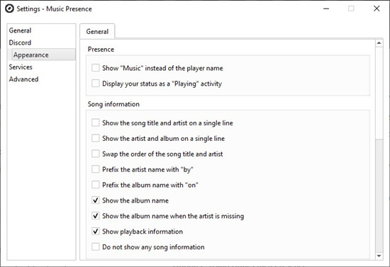 music presence discord appearance presence song information