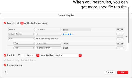 nest smart playlist rules