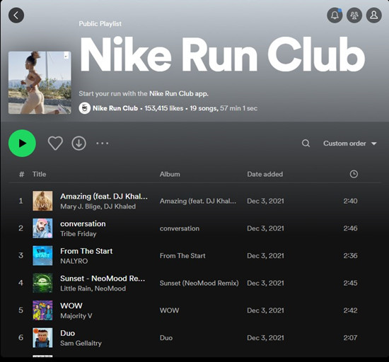 nike run club spotify playlist