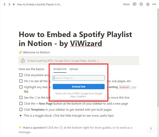 notion embed link