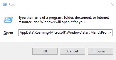 open start menu in run app