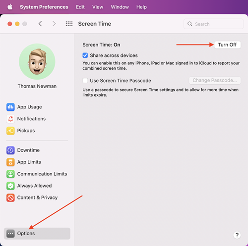 screen time off on mac