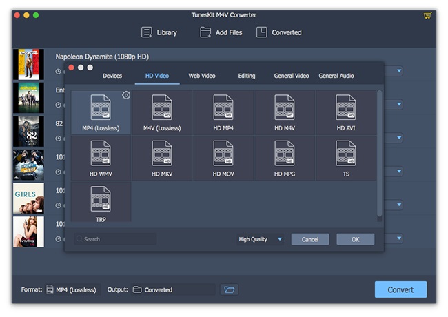 choose output format mpeg