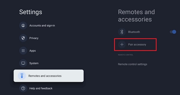 pair accessory with google tv
