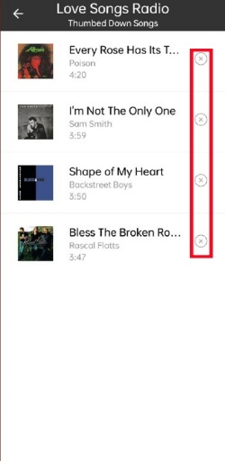 pandora delete thumbs down