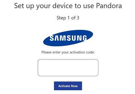 pandora samsung tv activation code