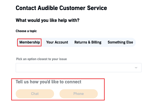 pause audible membership via customer service