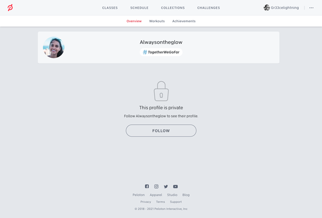 peloton private profile