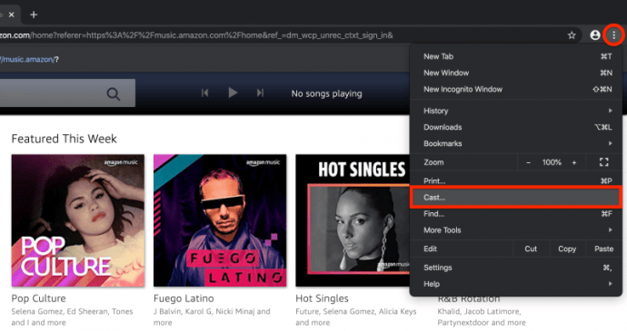 play amazon music on google home via web browser