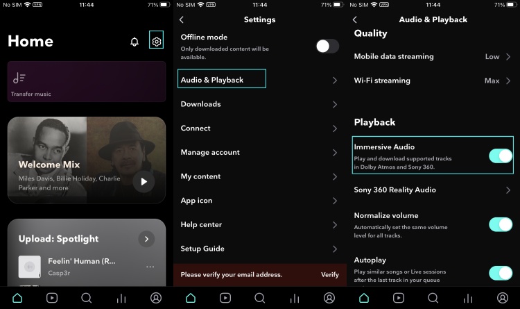 paly tidal dolby atmos on ios