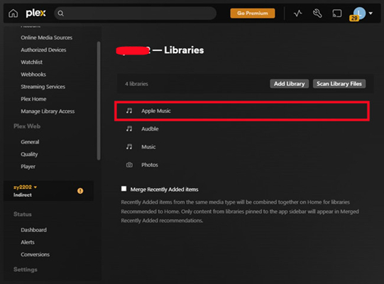 plex music library apple music