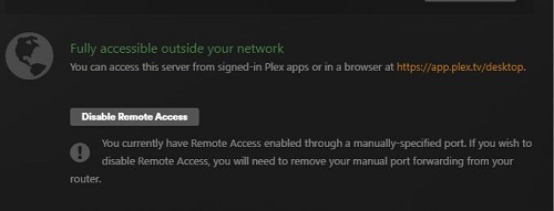 plex remote access enabled