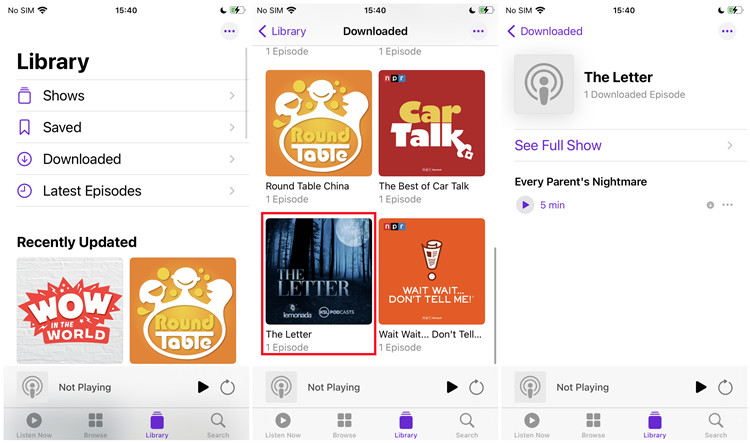 podcasts app recently updated downloaded sync podcasts