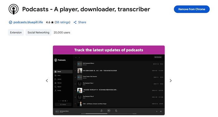 podcasts chrome browser extension