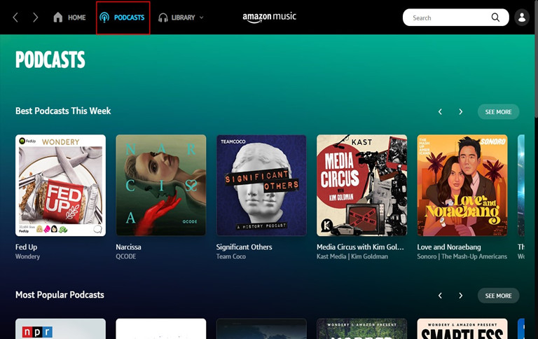 Podcasts on Amazon Music