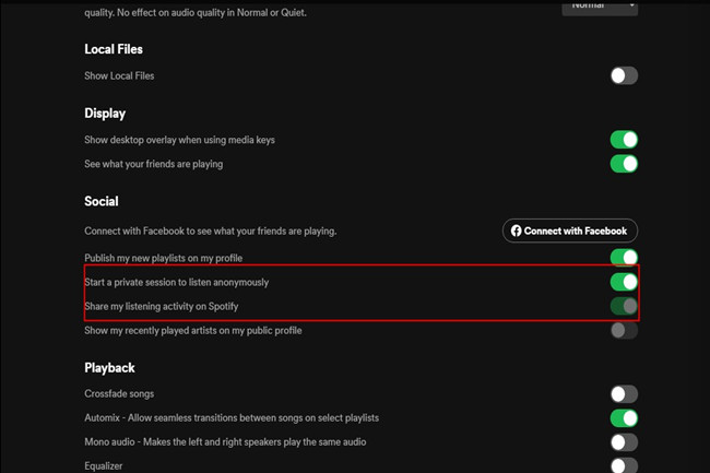 how to set Priative Session on Spotify Settings