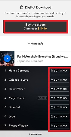 purchase qobuz music on iphone