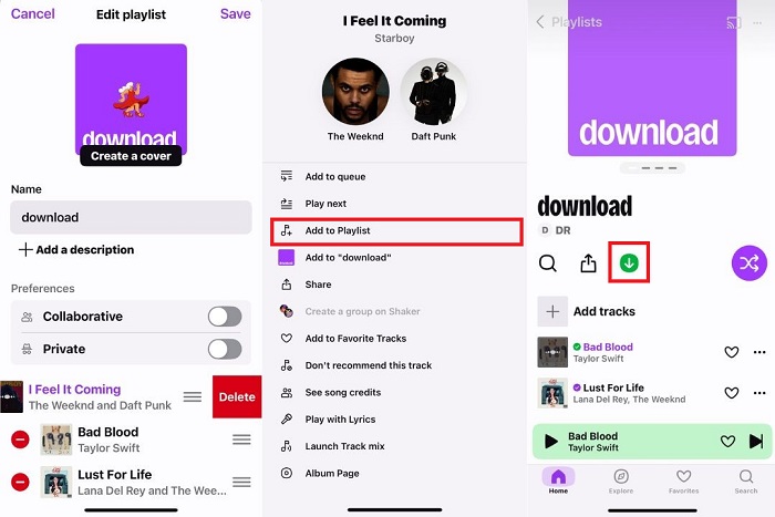 rearrange deezer playlist and download again