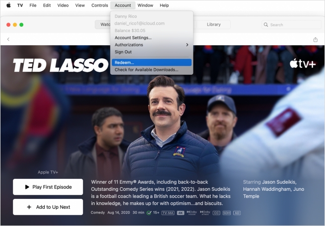 redeem apple tv on mac