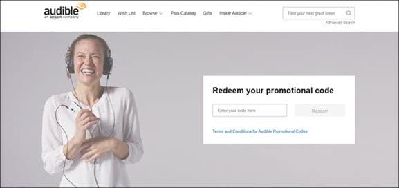 redeem audible promo code on desktop