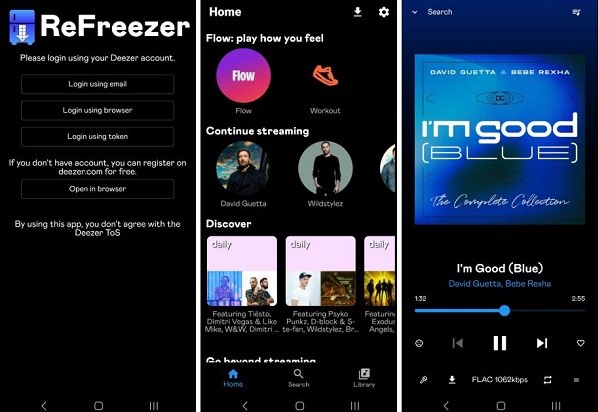 refreezer android user interface