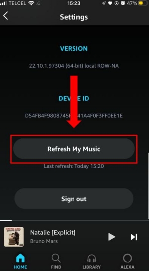 refresh your amazon music on mobile