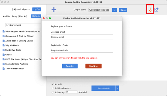 register epubor audible