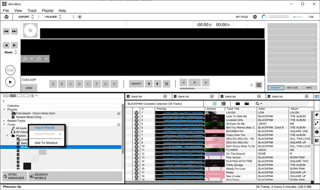 rekordbox itunes playlists import playlist
