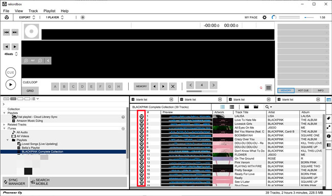 rekordbox itunes playlists tracks allowed