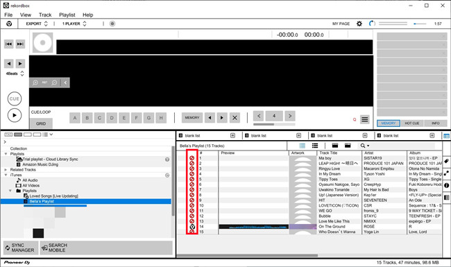 rekordbox itunes streaming music tracks not allowed