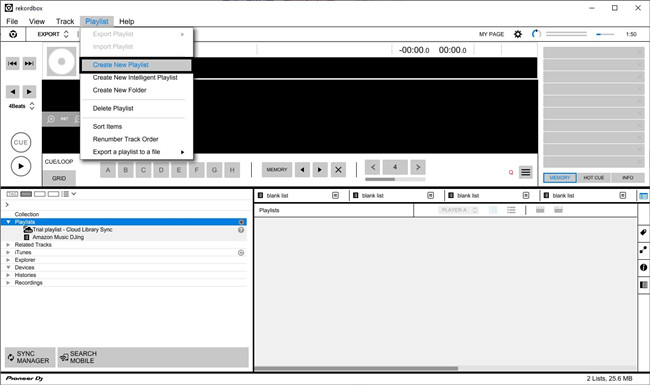rekordbox playlist create new playlist
