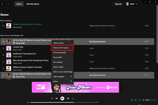 remove a song from queue