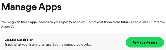 remove last fm scrobbler spotify access