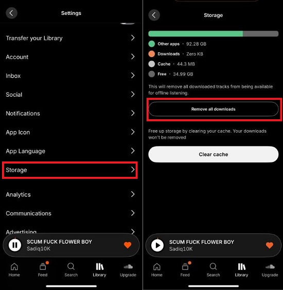 remove soundcloud downloads on mobile