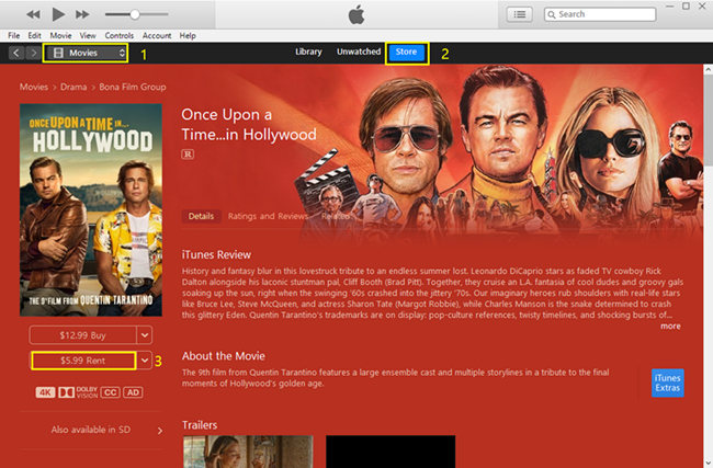 rent a movie from itunes