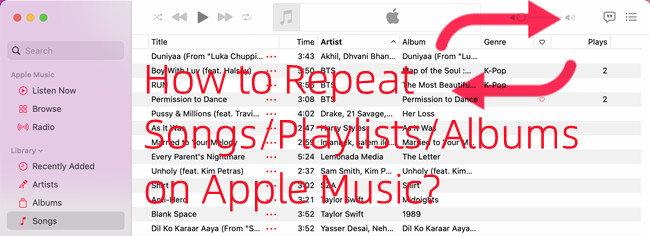 repeat songs on apple music