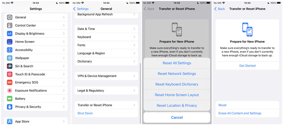 reset all settings iphone