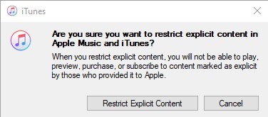 restrict explicit content in iTunes