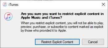 restrict explicit content in iTunes