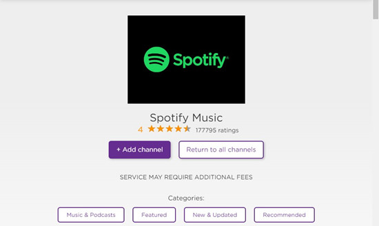 roku spotify music channel on web