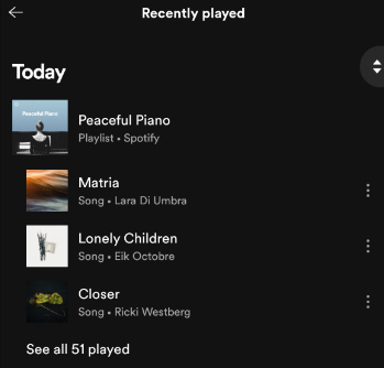 see spotify recently played on phone