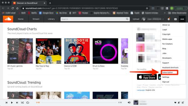 see soundcloud subscription status