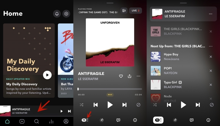 see tidal play queue on mobile phone