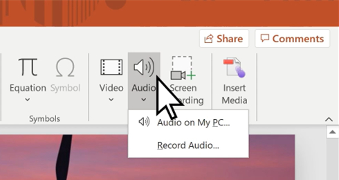 select audio on powerpoint for pc