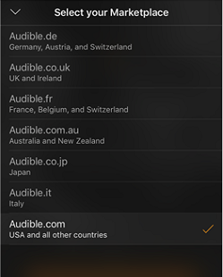 select audible marketplace on android