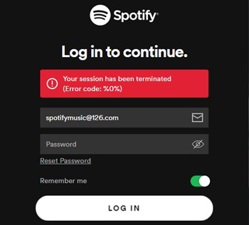 Spotify session terminated